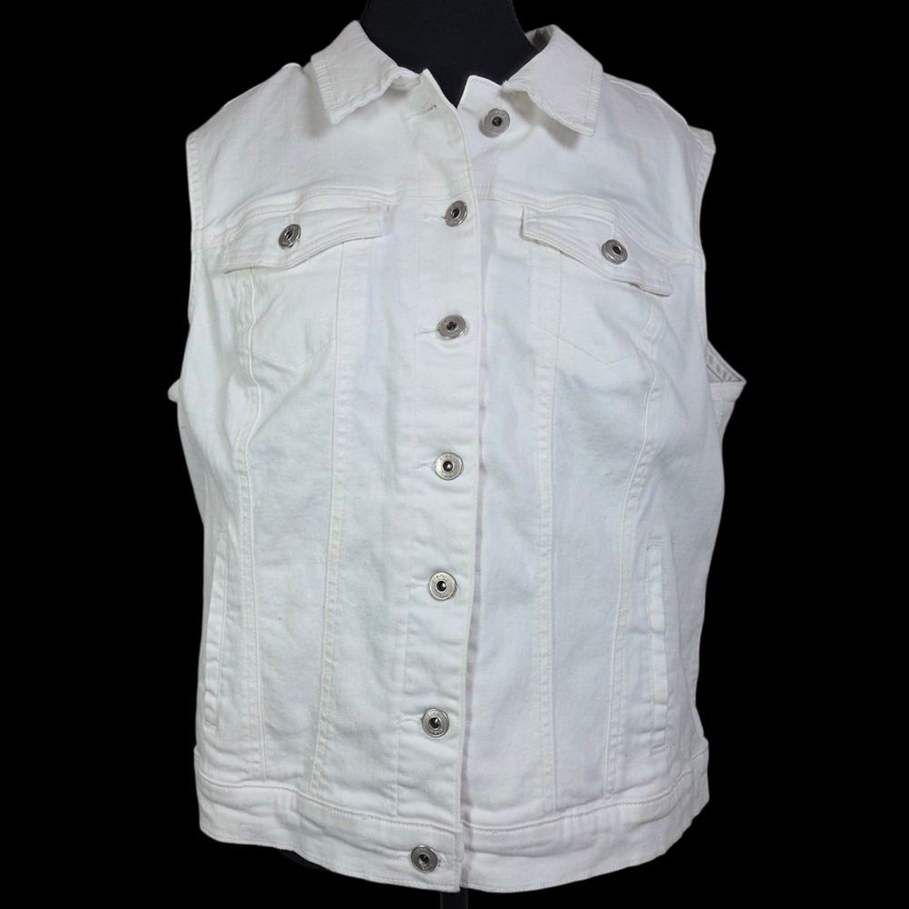 Cleo White Denim Vest Size XL